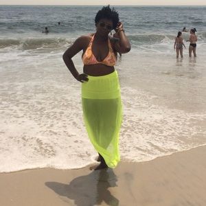 Neon mini skirt with overlay